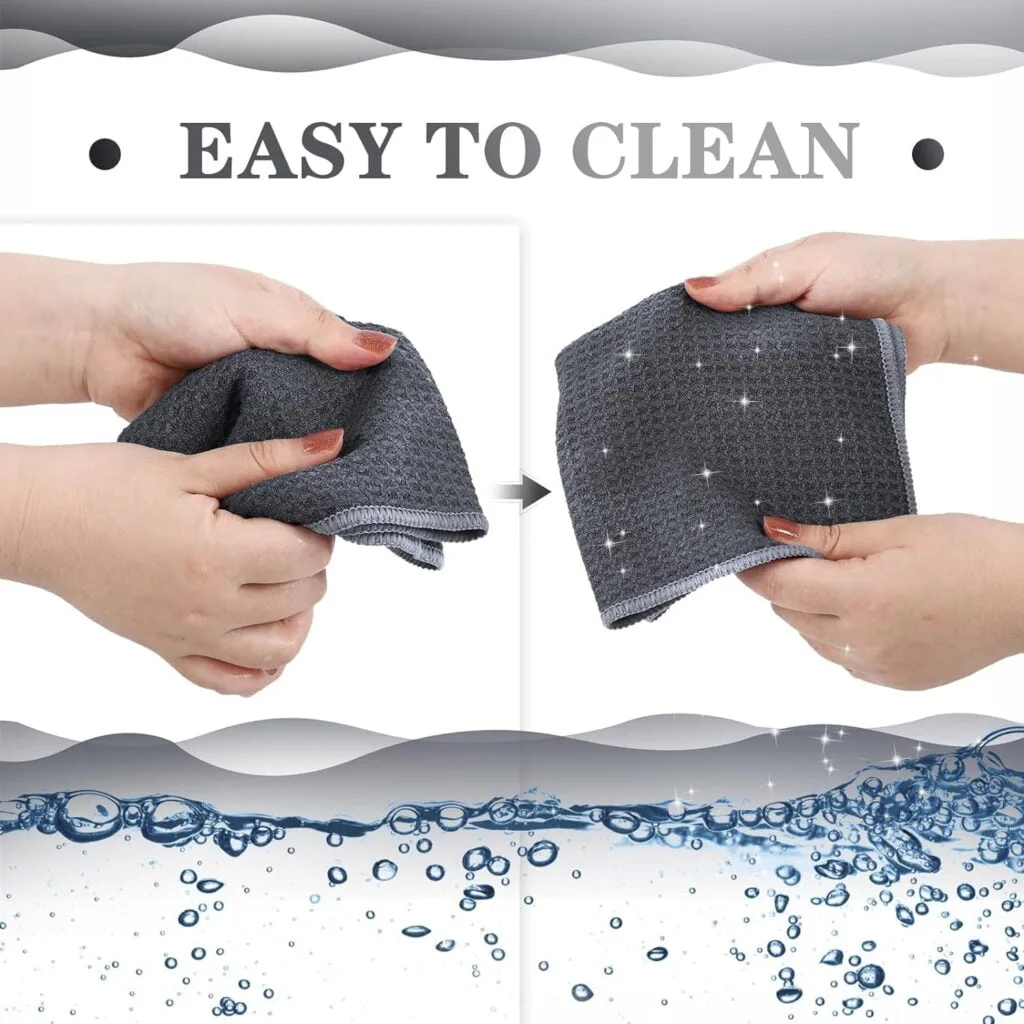 kimteny 10 Pack Pineapple Weave Kitchen Cloths Dish Towels, Ultra Soft Absorbent Microfiber Dish Cloths Quick Drying Dish Rags, 12x12 Inches (Dark Grey)