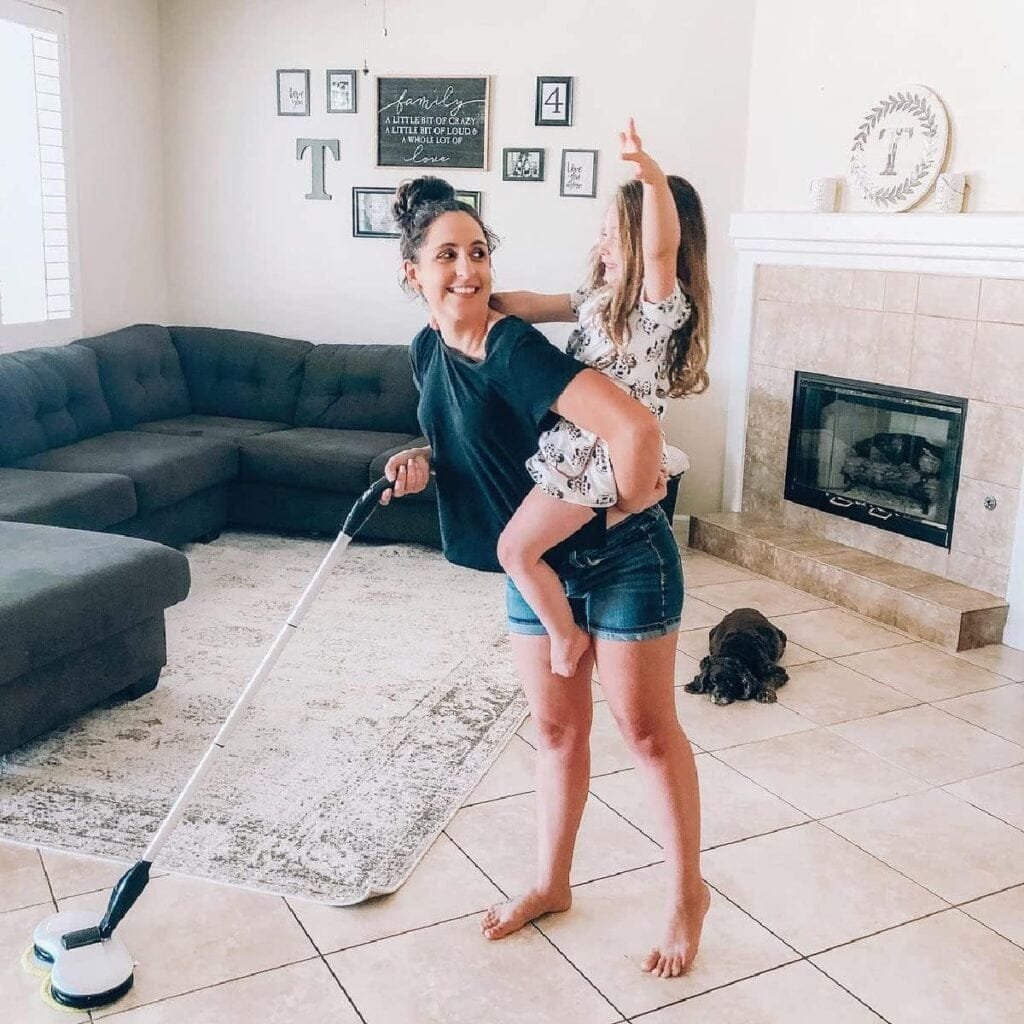 KOJEO Electric Mop for Floor Cleaning, As Seen On TV, Cordless Spin Mopper Motorised Mops for Hardwood Tile Laminate Floor Daily Light Cleaning, Six PCS Replacement Mop Pads