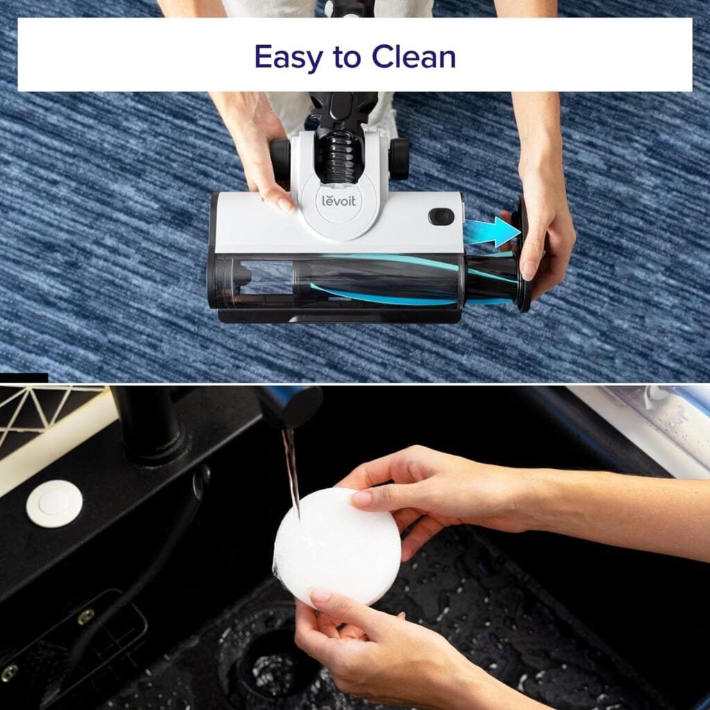 Levoit Cordless Vacuum Cleaner, Stick Vac with Powerful Suction, Tangle-Resistant Design, Up to 50 Minutes, Rechargeable, Lightweight and Versatile, Deep Clean Carpet, Hard Floor, Pet Hair, LVAC-200