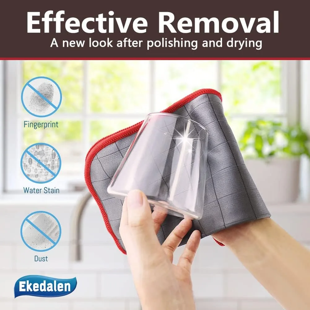 Lint Free Carbon Microfiber Cleaning Cloth Glass Window Polishing Streak Free Miracle Easy Clean Rag Reusable for Mirror Kitchen Dish Auto Detailing, Pack of 6, 12x12, 400GSM
