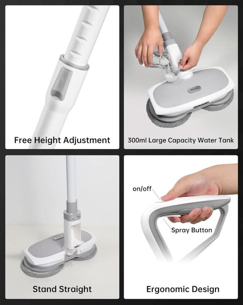MARK LIVE Cordless Electric Mop, LED Headlight and Water Sprayer with 300ml Tank, Up to 60 Mins of Powerful Spin, Polisher for Hardwood, Tile and Laminate Floors, 1 Floor Cleaenr  6 Mop Pads MARK LIVE Cordless Electric Mop, LED Headlight and Water Sprayer with 300ml Tank, Up to 60 Mins of Powerful Spin, Polisher for Hardwood, Tile and Laminate Floors, 1 Floor Cleaenr  6 Mop Pads