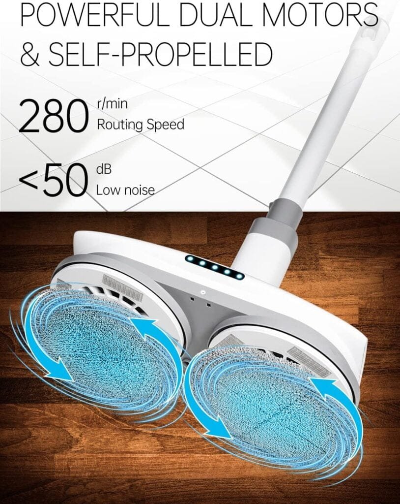 MARK LIVE Cordless Electric Mop, LED Headlight and Water Sprayer with 300ml Tank, Up to 60 Mins of Powerful Spin, Polisher for Hardwood, Tile and Laminate Floors, 1 Floor Cleaenr  6 Mop Pads MARK LIVE Cordless Electric Mop, LED Headlight and Water Sprayer with 300ml Tank, Up to 60 Mins of Powerful Spin, Polisher for Hardwood, Tile and Laminate Floors, 1 Floor Cleaenr  6 Mop Pads