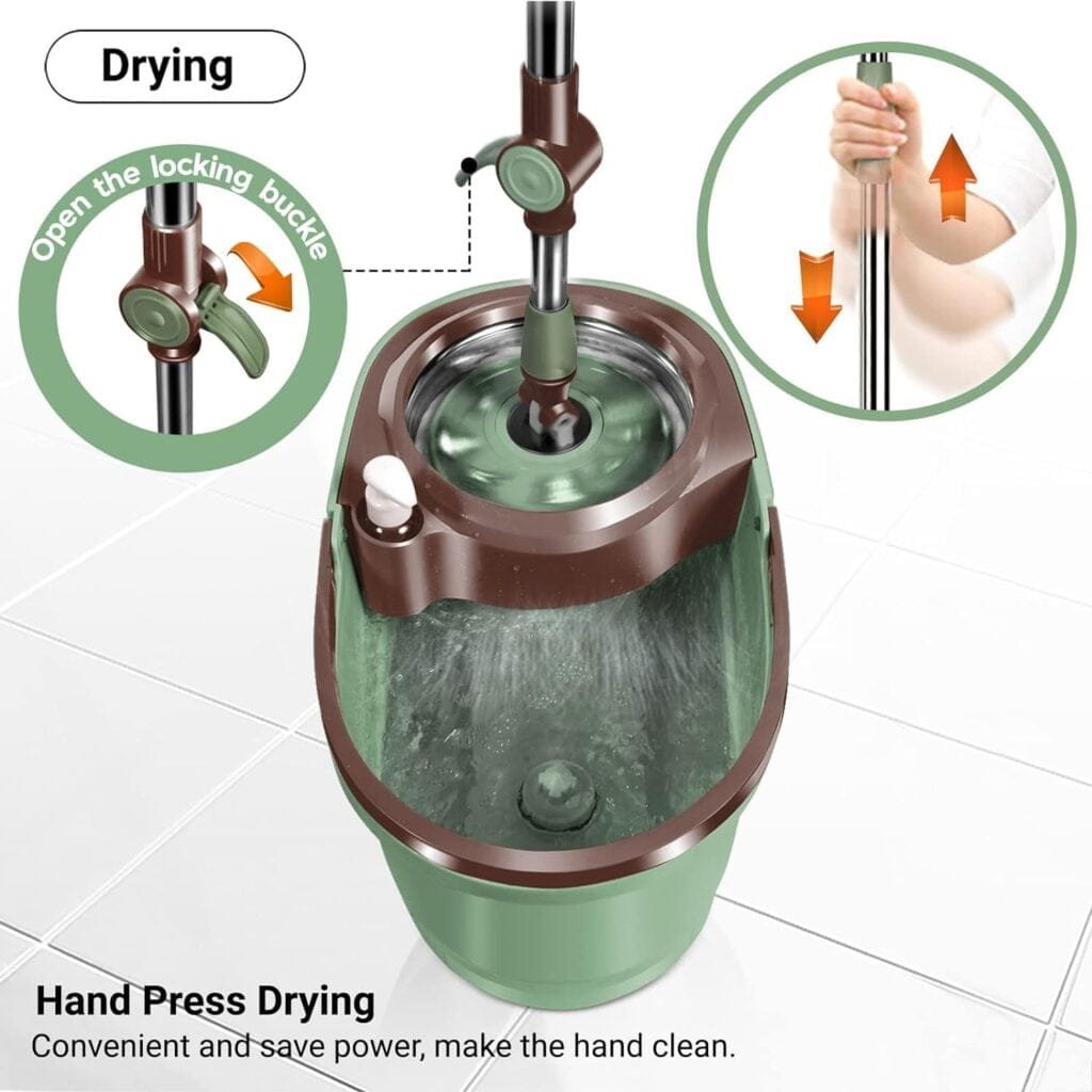 MASTERTOP Spin Mop and Bucket with Wringer Set, Floor Cleaning System with Foot Pedal, Easy Wring, Adjustable Handle, 5 Microfiber Mop Refills, 5 Cleaning Clothes, Hardwood Laminate Tiles MASTERTOP Spin Mop and Bucket with Wringer Set, Floor Cleaning System with Foot Pedal, Easy Wring, Adjustable Handle, 5 Microfiber Mop Refills, 5 Cleaning Clothes, Hardwood Laminate Tiles