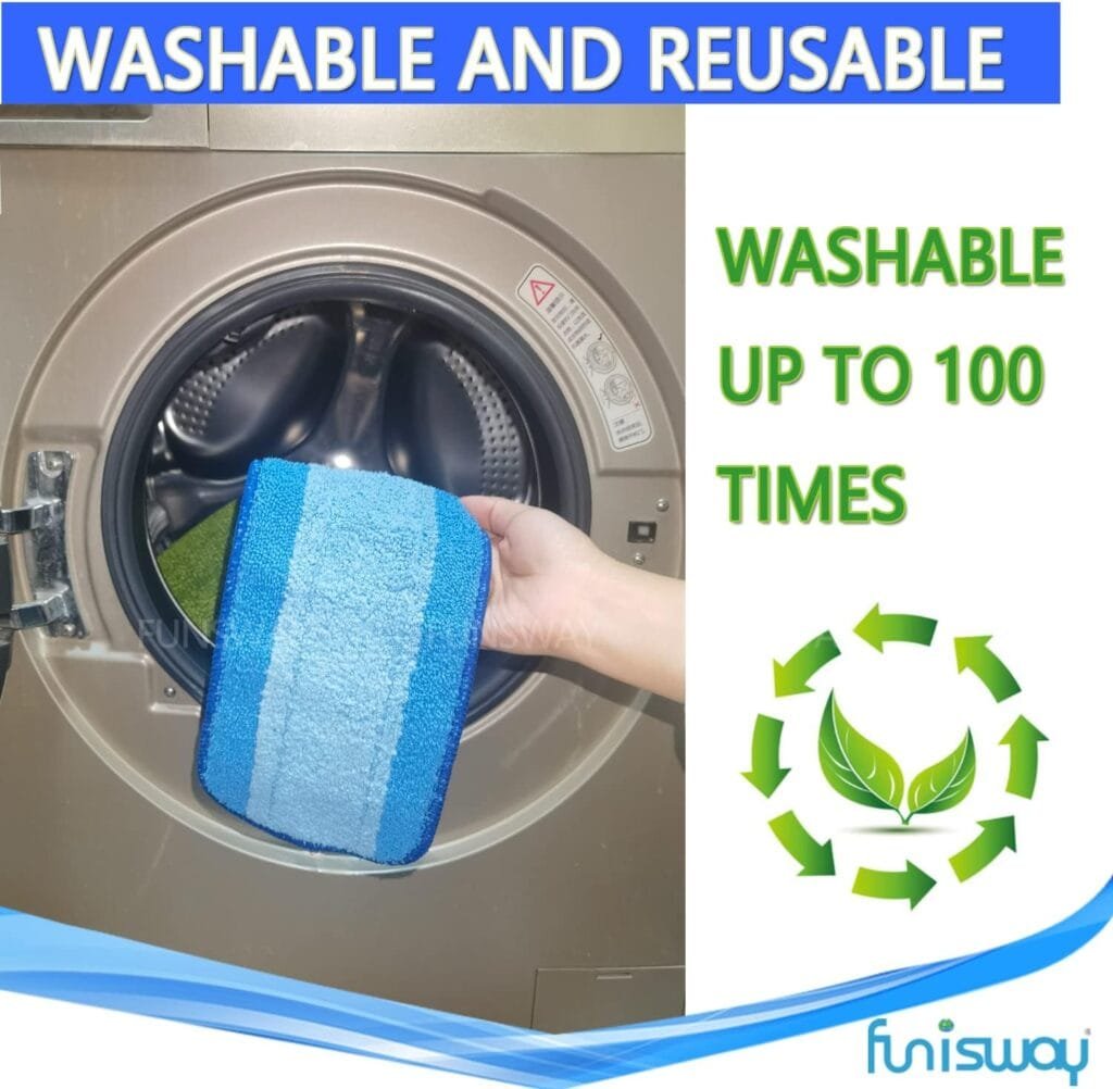 Microfiber Cleaning Pads for Hardwood Floor,Hard-Surface Floors,fits Bona Mop,Rubbermaid Mop,Turbo Mop and Norwex Mop (Light BlueBlue, 18 * 5 Inch 4 Count)