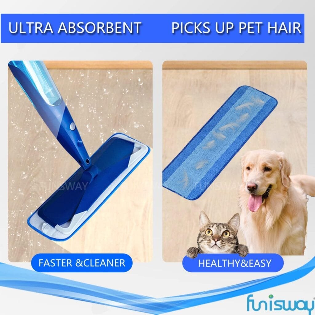 Microfiber Cleaning Pads for Hardwood Floor,Hard-Surface Floors,fits Bona Mop,Rubbermaid Mop,Turbo Mop and Norwex Mop (Light BlueBlue, 18 * 5 Inch 4 Count)