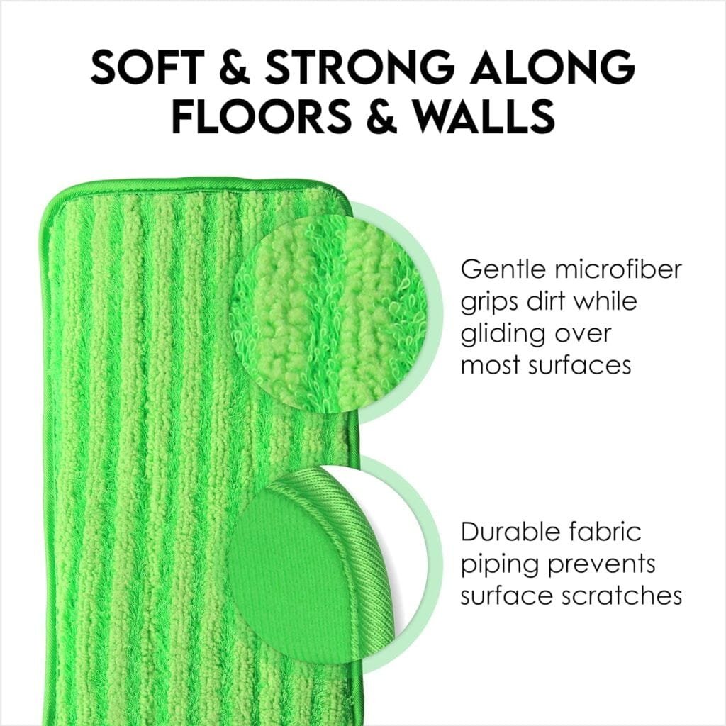 Microfiber Mop Pads 4 Pack - Reusable Washable Cloth Mop Head Replacements Best Thick Spray Wet Dust Dry Flat Velcro Attachment 18 Inch - Cleaning Refill Fits Bona, Bruce, Rubbermaid, Libman + More