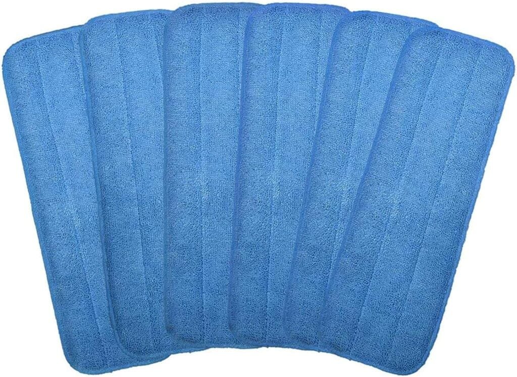 Microfiber Replacement Mop Pad, 18 x 6 Wet  Dry Home  Commercial Cleaning Refills, Reusable Floor Mop Pads (6 Pack)