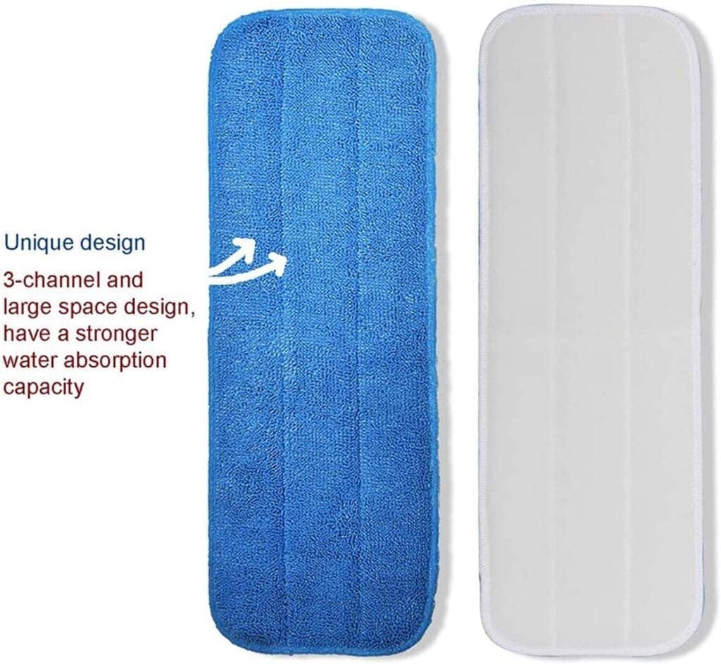 Microfiber Replacement Mop Pad, 18 x 6 Wet  Dry Home  Commercial Cleaning Refills, Reusable Floor Mop Pads (6 Pack)