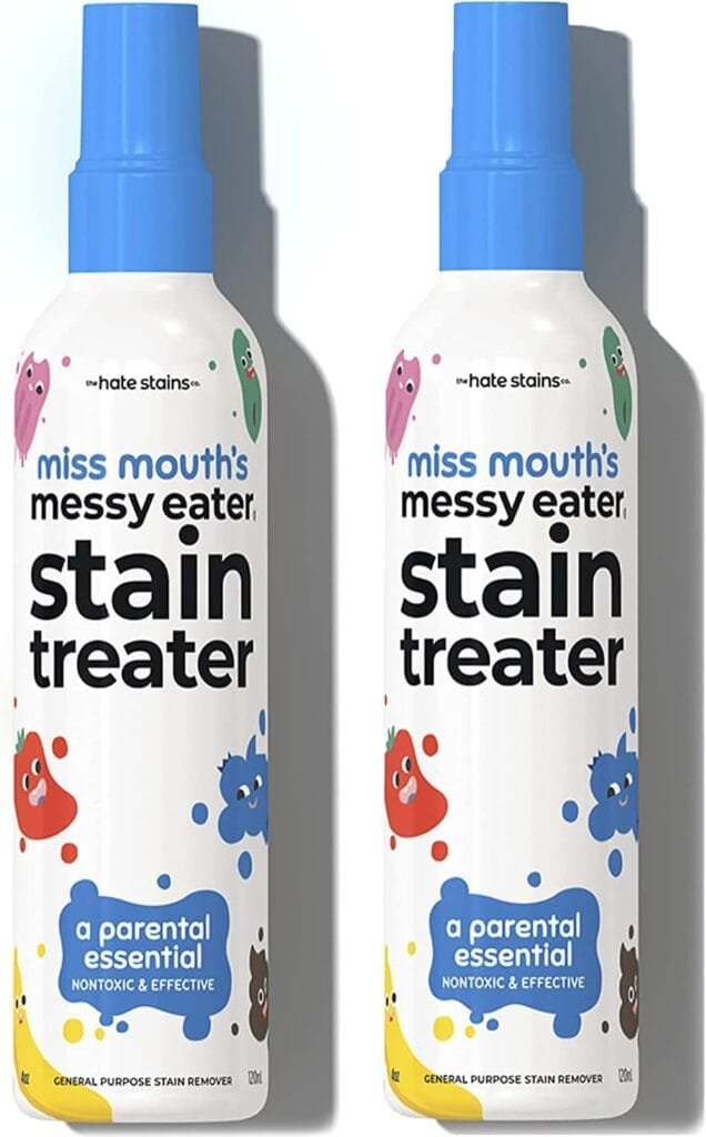 Miss Mouths Messy Eater Stain Treater Spray - 4oz 2 Pack Stain Remover - Newborn  Baby Essentials - No Dry Cleaning Food, Grease, Coffee Off Laundry, Underwear, Fabric Miss Mouths Messy Eater Stain Treater Spray - 4oz 2 Pack Stain Remover - Newborn  Baby Essentials - No Dry Cleaning Food, Grease, Coffee Off Laundry, Underwear, Fabric
