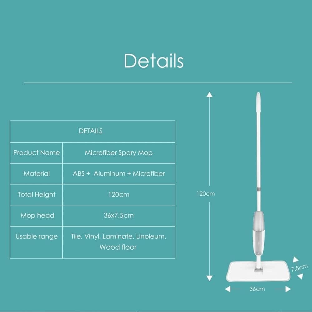 Mop for Floor Cleaning Spray Mop Broom Set Magic Mop Flat Mops Home Cleaning Tool Household with Reusable Microfiber Pads Lazy Mop Microfiber Mop for Floor Cleaning ( Color : White , Size : 6pcs Cloth