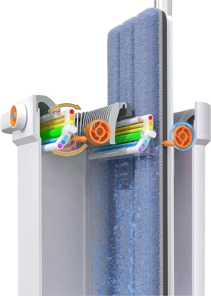 MOPALL Mop and Bucket with Wringer Set,Large Flat Floor Mop and Bucket,with 4 Washable Microfiber Mop Pads,Wet and Dry Use,Multifunction Household Cleaning Tools for All Floor Types and Windows