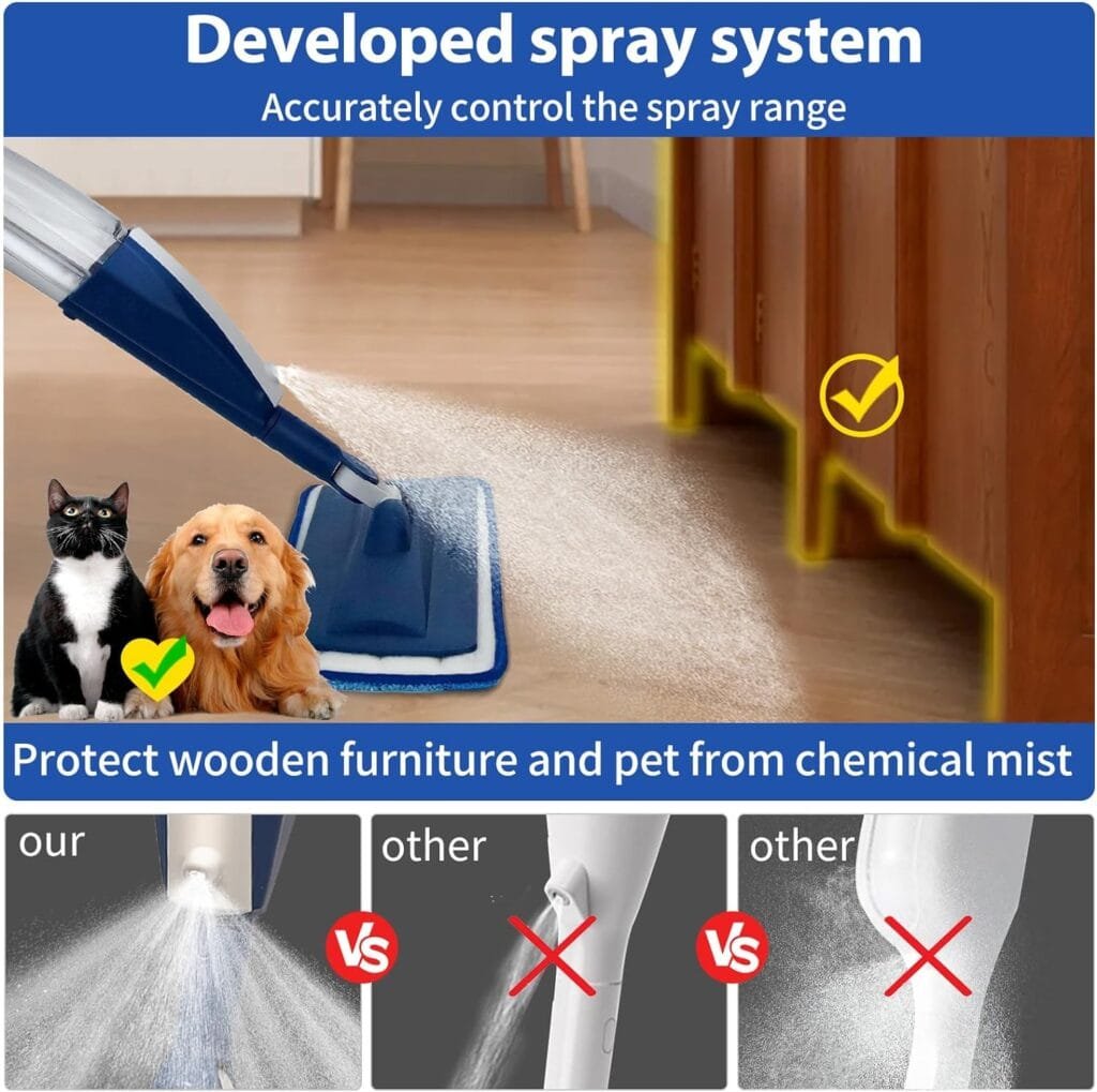 Mops for Floor Cleaning Wet Spray Mop with Refillable Spray Bottle and 3 Washable Microfiber Pads Home or Commercial Use Dry Wet Flat Mop for Hardwood Laminate Wood Ceramic Mops for Floor Cleaning Wet Spray Mop with Refillable Spray Bottle and 3 Washable Microfiber Pads Home or Commercial Use Dry Wet Flat Mop for Hardwood Laminate Wood Ceramic
