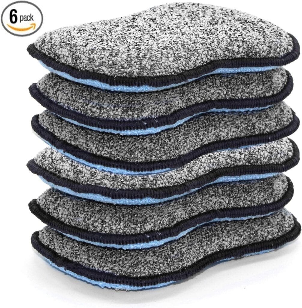 Multi-Purpose Sponges Kitchen by Scrub-it - Non-Scratch Microfiber sponges for Cleaning, Along with Heavy Duty Scrubbing Power - Reusable Dish Sponge for Dishes, Pots and Pans (6 Pack, Small)
