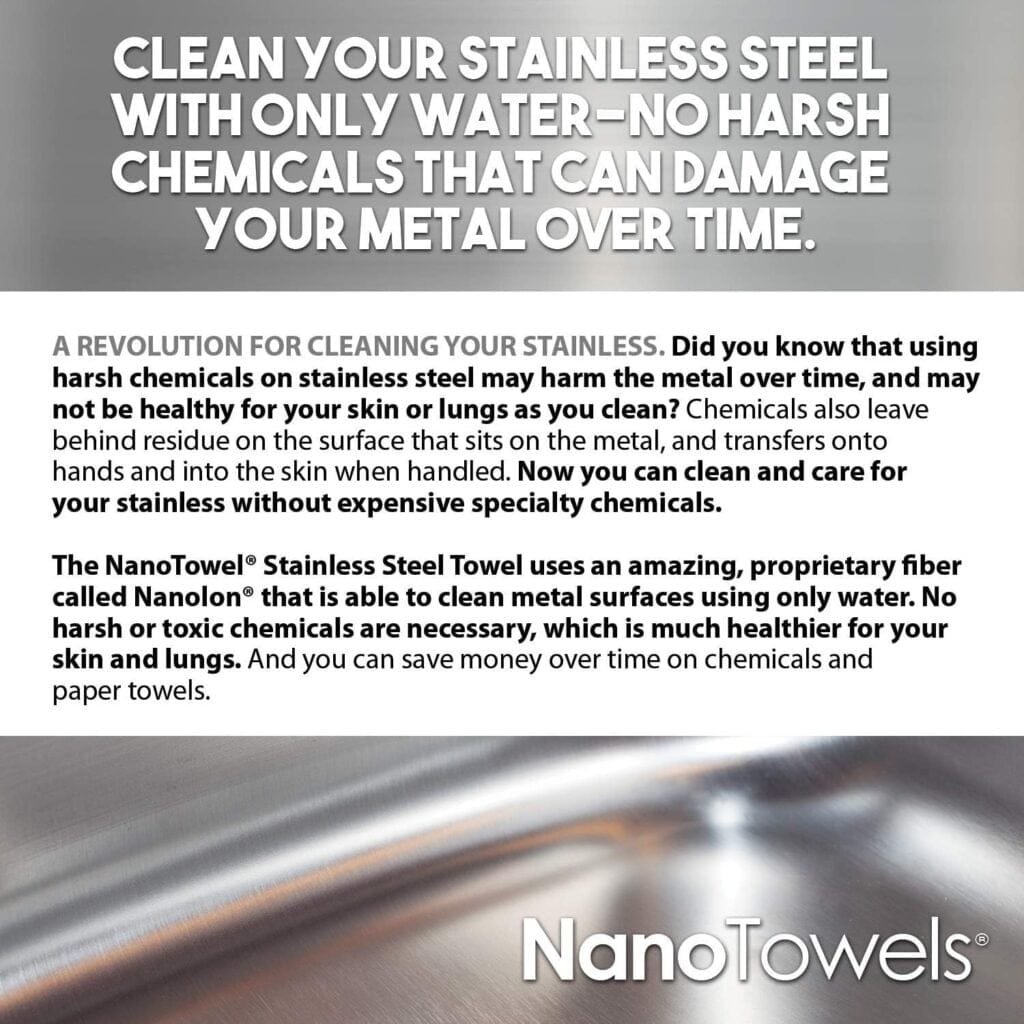 Nano Towels Stainless Steel Cleaner | The Amazing Chemical Free Stainless Steel Cleaning Reusable Wipe Cloth | Kid  Pet Safe | 7x16 (1 pc) Nano Towels Stainless Steel Cleaner | The Amazing Chemical Free Stainless Steel Cleaning Reusable Wipe Cloth | Kid  Pet Safe | 7x16 (1 pc)