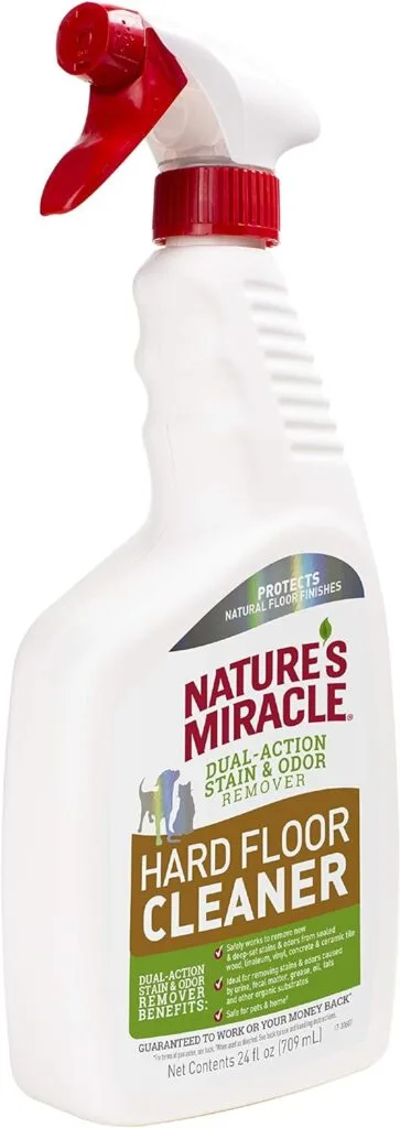 Natures Miracle Hard Floor Cleaner, Dual-Action Stain  Odor Remover, Protects Natural Floor Finishes, 24 oz