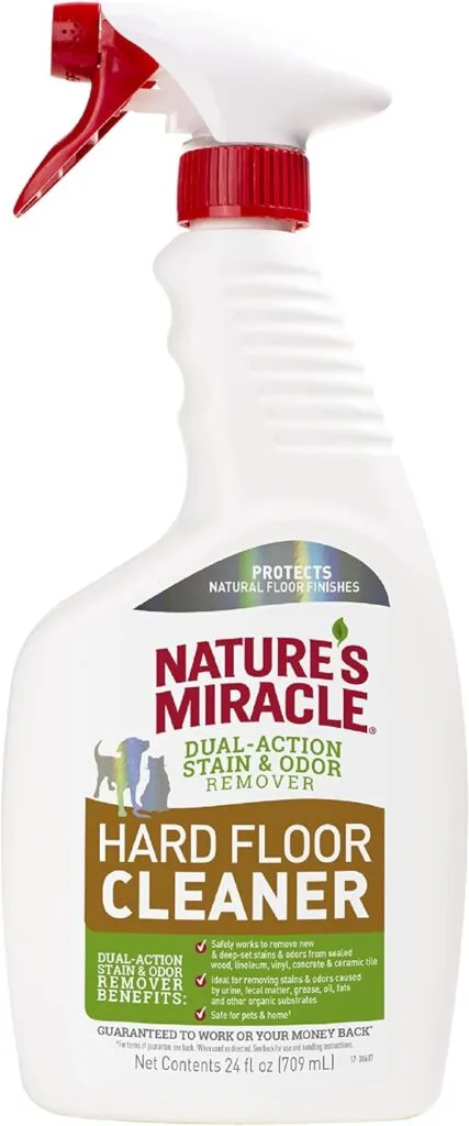 Natures Miracle Hard Floor Cleaner, Dual-Action Stain  Odor Remover, Protects Natural Floor Finishes, 24 oz