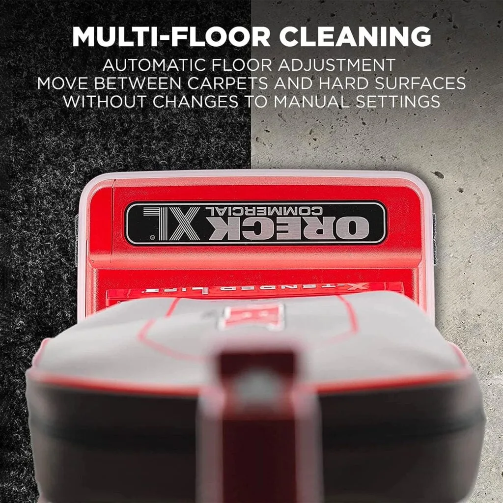 Oreck - U2000RB-1 Commercial, Professional Upright Vacuum Cleaner, For Carpet and Hard Floor, U2000RB1, Red/Gray, 9.25D x 47.75H x 12.5W