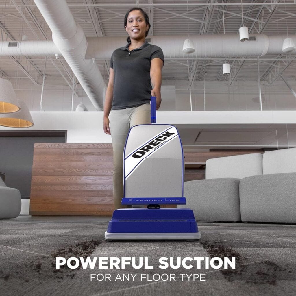 ORECK XL COMMERCIAL Upright Vacuum Cleaner, Bagged Professional Pro Grade, For Carpet and Hard Floor, XL2100RHS, Gray/Blue 9.25D x 47.75H x 12.5W ORECK XL COMMERCIAL Upright Vacuum Cleaner, Bagged Professional Pro Grade, For Carpet and Hard Floor, XL2100RHS, Gray/Blue 9.25D x 47.75H x 12.5W