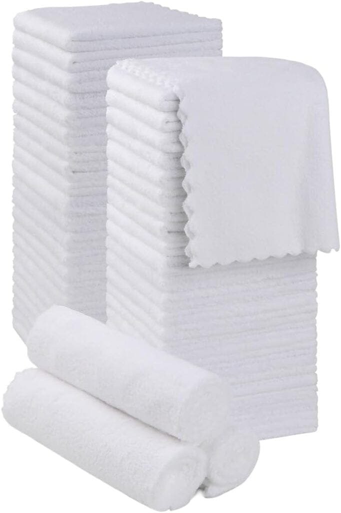 Orighty Ultra Soft Washcloths 48 Pack, Premium Microfiber Towel Sets 12 x 12 inches, Absorbent and Quick Drying Coral Velvet Washcloth, Multi-Purpose Wash Cloths for Bathroom, Hotel, and Gym (White)