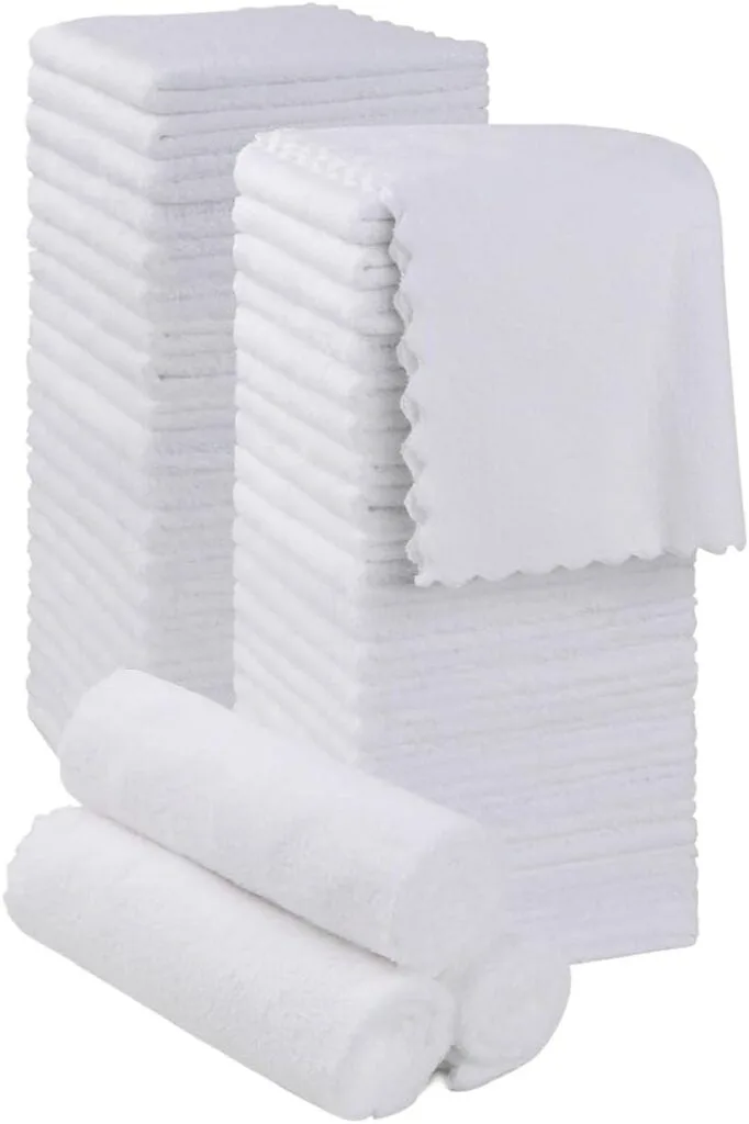 Orighty Ultra Soft Washcloths 48 Pack, Premium Microfiber Towel Sets 12 x 12 inches, Absorbent and Quick Drying Coral Velvet Washcloth, Multi-Purpose Wash Cloths for Bathroom, Hotel, and Gym (White)