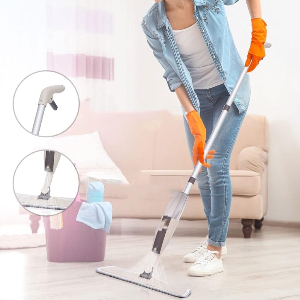 OUSHOP Mop Water Spray Mop Handle Home Cleaning Tools for Wash Lazy Flat Mops Floor Cleaner with Replacement Reusable Microfiber Pads OUSHOP Mop Water Spray Mop Handle Home Cleaning Tools for Wash Lazy Flat Mops Floor Cleaner with Replacement Reusable Microfiber Pads