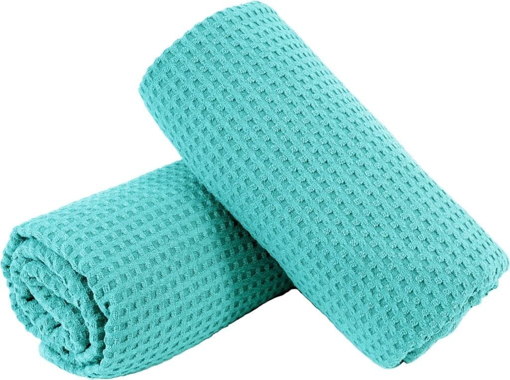 POLYTE Microfiber Oversize Quick Dry Lint Free Bath Towel, 60 x 30 in, Set of 2 (Gray, Waffle Weave) POLYTE Microfiber Oversize Quick Dry Lint Free Bath Towel, 60 x 30 in, Set of 2 (Gray, Waffle Weave)