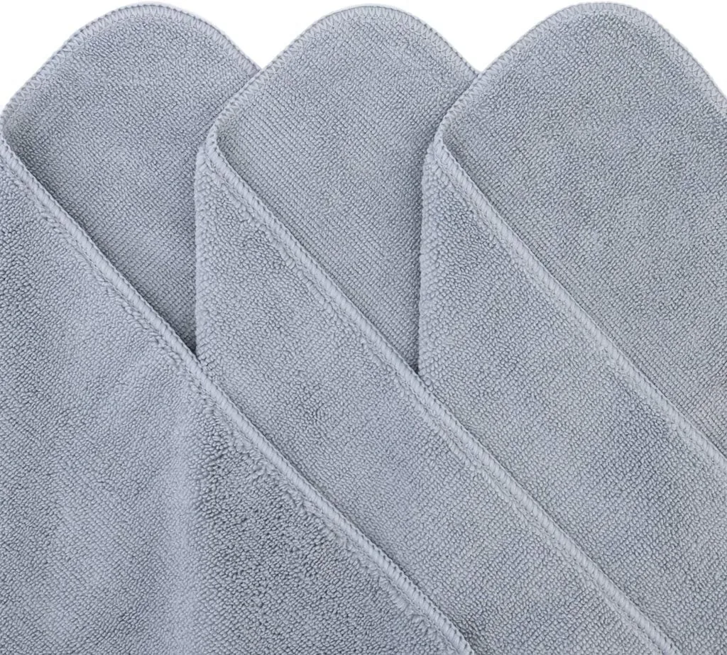 POLYTE Premium Microfiber Cleaning Cloth,12 x 12 in, 12 Pack (Gray)