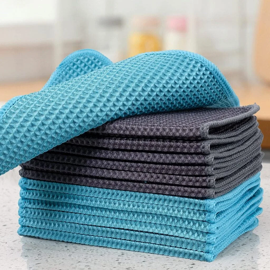 POLYTE Ultra Premium Microfiber Kitchen Dish Cloth Waffle Weave, 8 Pack (12x12 in, Multi)