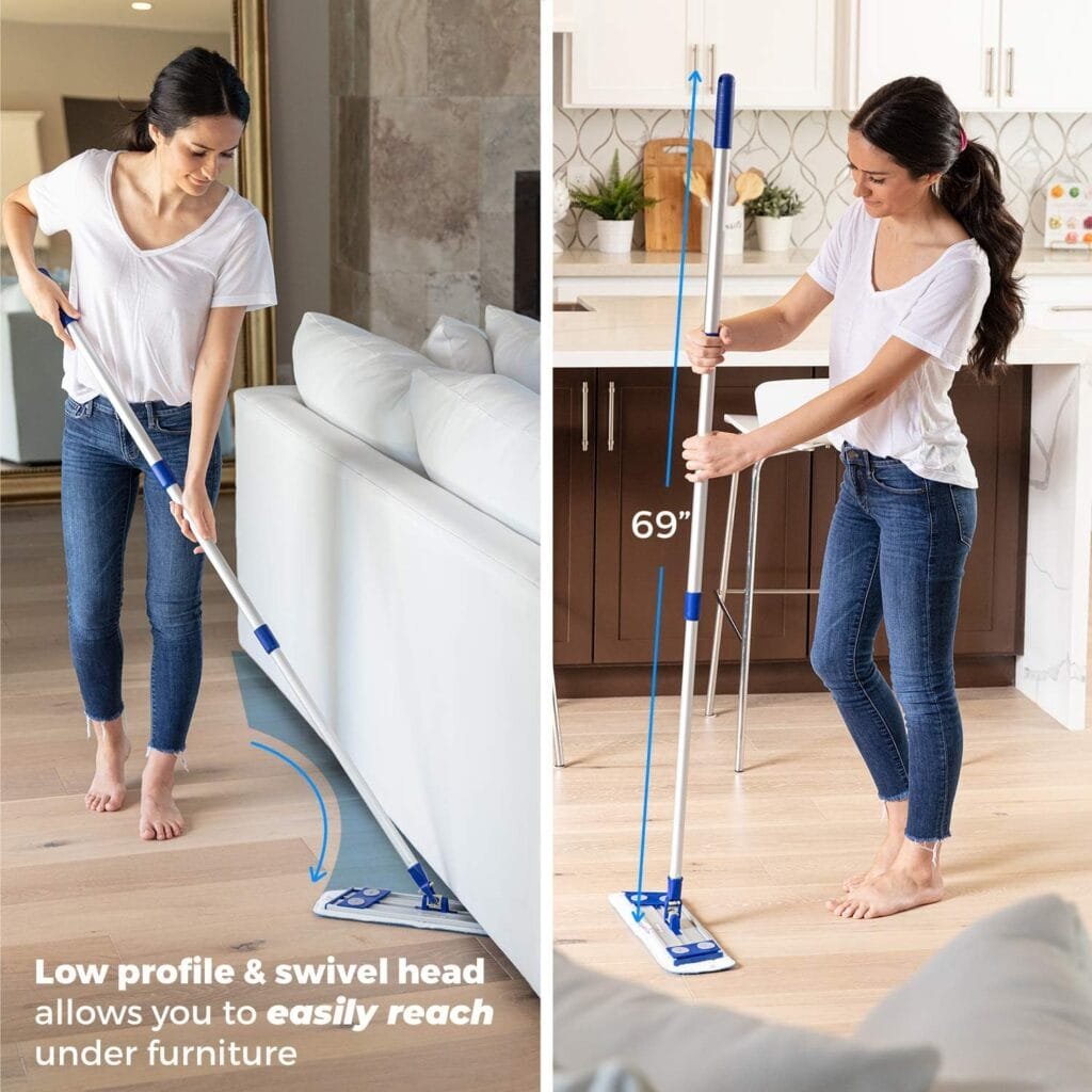 Professional Dredge Microfiber Flat Mop System for Hardwood Tile Laminate  Vinyl Floors with 3 Washable Wet Dry Dust Cleaning Pads - Good for Kitchen  Bathroom Too - Extendable  Collapsible Handle Professional Dredge Microfiber Flat Mop System for Hardwood Tile Laminate  Vinyl Floors with 3 Washable Wet Dry Dust Cleaning Pads - Good for Kitchen  Bathroom Too - Extendable  Collapsible Handle