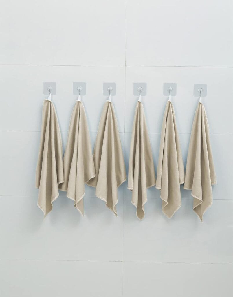 Puomue 6 Pack Microfiber Glass Cleaning Cloth, 16 Inch X 16 Inch, Lint Free Quickly Clean Window, Glasses, Windshields, Mirrors, and Stainless Steel, Blue