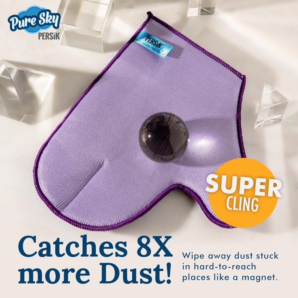 Pure-Sky Glass Cleaning Cloth Glove - Just Add Water No Detergents Needed – Streak Free Magic Ultra Microfiber Window Polishing Glove - for Windows, Glass, Mirrors - Leaves no Wiping Marks - 2 Pack