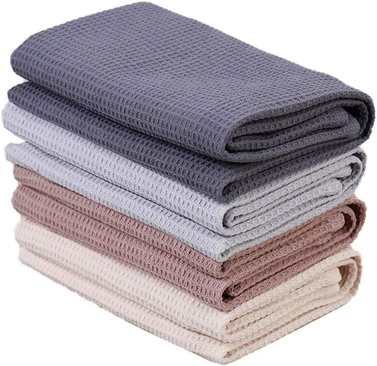 PY HOME  SPORTS Dish Towels Set, 100% Cotton Waffle Weave Kitchen Towels 4 Pieces, Super Absorbent Kitchen Hand Dish Cloths for Drying and Cleaning (17 x 25 Inches, Set of 4)