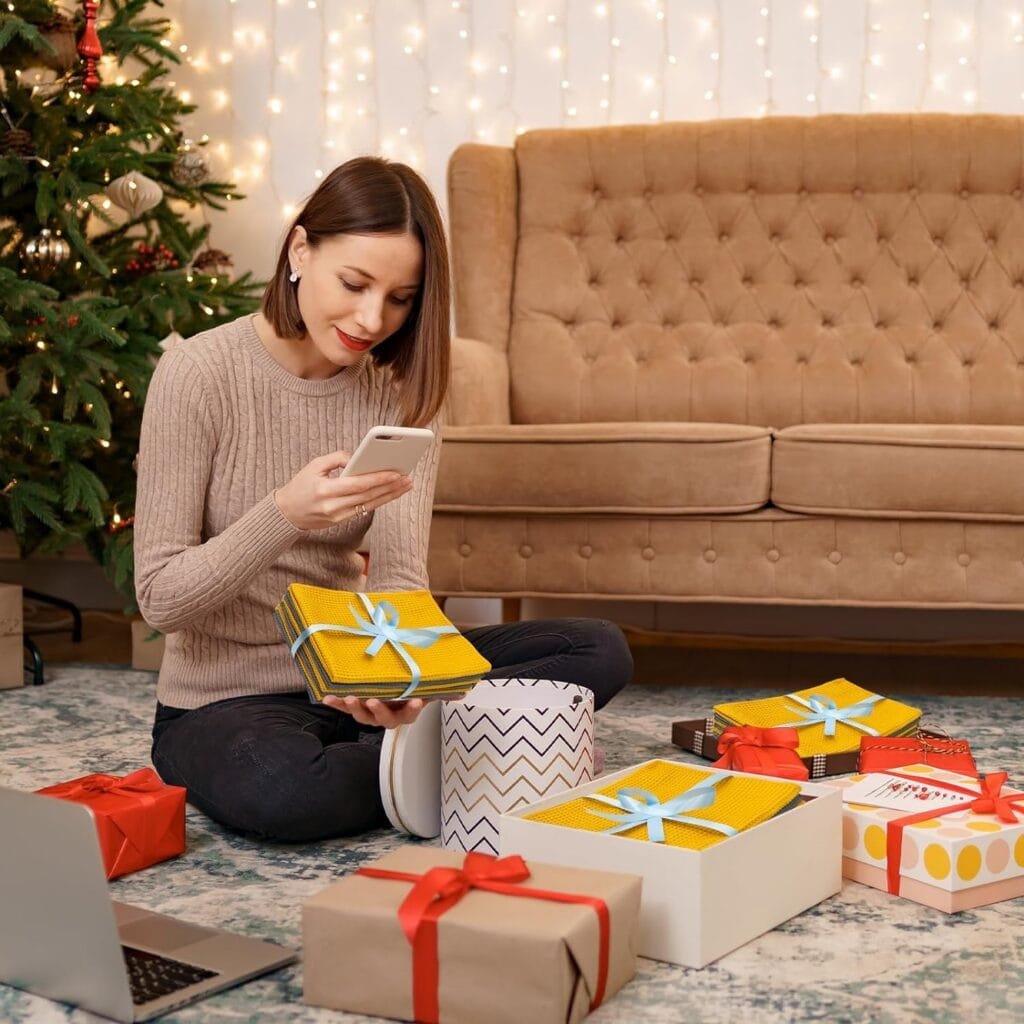 PY HOME  SPORTS Dish Towels Set, 100% Cotton Waffle Weave Kitchen Towels 4 Pieces, Super Absorbent Kitchen Hand Dish Cloths for Drying and Cleaning (17 x 25 Inches, Set of 4)