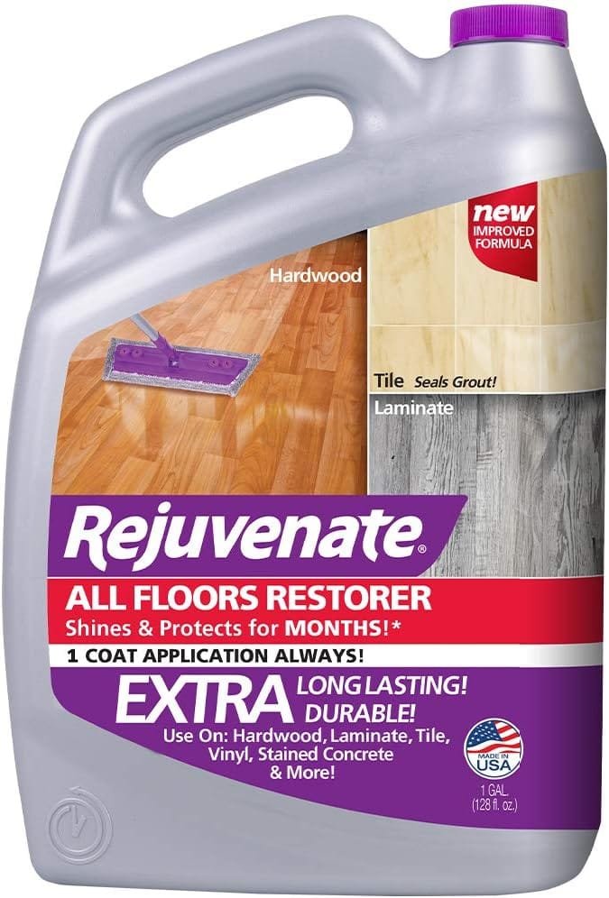 Rejuvenate All Floors Restorer and Polish Fills in Scratches Protects  Restores Shine No Sanding Required (128 oz)  Click N Clean Microfiber Restoring Pad Refill
