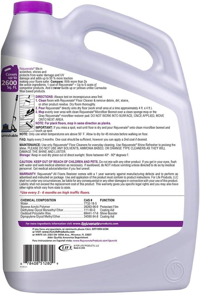 Rejuvenate All Floors Restorer and Polish Fills in Scratches Protects  Restores Shine No Sanding Required (128 oz)  Click N Clean Microfiber Restoring Pad Refill