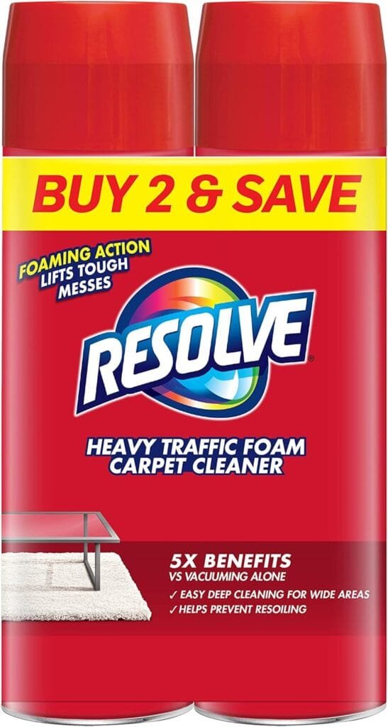Resolve Dual Pack High Traffic Carpet Foam, 44 oz (2 Cans x 22 oz), Cleans Freshens Softens  Removes Stains Resolve Dual Pack High Traffic Carpet Foam, 44 oz (2 Cans x 22 oz), Cleans Freshens Softens  Removes Stains