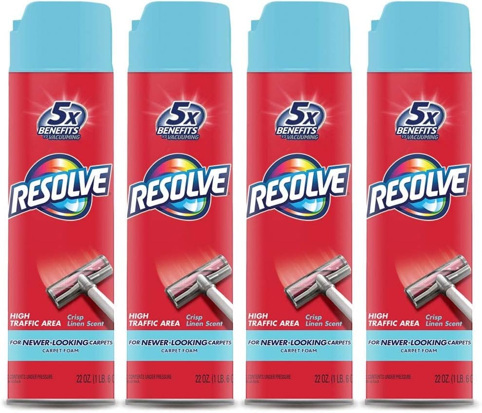 Resolve High Traffic Carpet Foam, Crisp Linen, Cleans Freshens Softens  Removes Stains, 22 Ounce (Pack of 4)