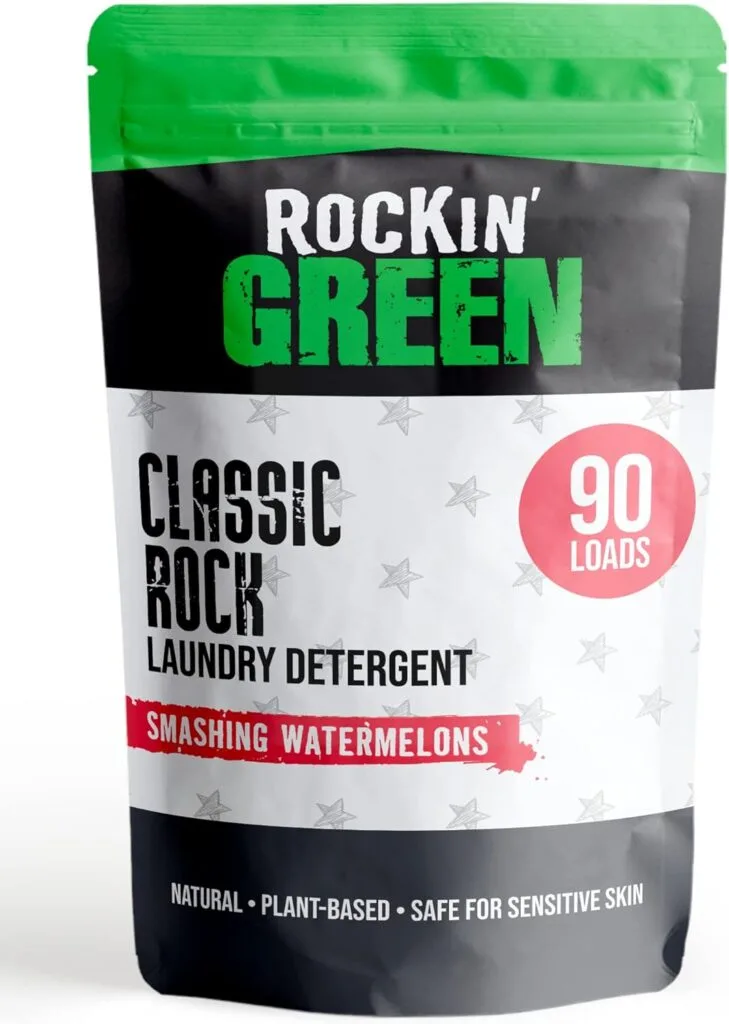Rockin Green Laundry Detergent, Plant based, All Natural Laundry Detergent Powder, Vegan and Biodegradable Odor Fighter, Safe for Sensitive Skin (Active Wear 90 Loads - Unscented)