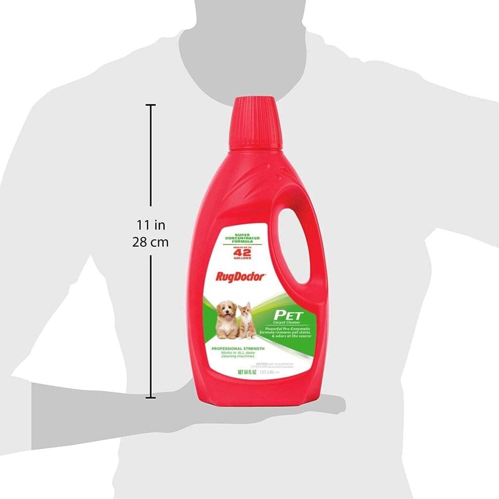 Rug Doctor Pet Carpet Cleaner Formula for Stains  Odors, 64 oz., Professional Grade Pro-Enzymatic Cleaning Solution, Blue Wave Scent, Compatible With All Deep Carpet Cleaning Machines Red