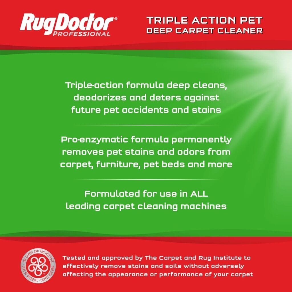 Rug Doctor Triple Action Deep Carpet Cleaner For Pet Stains, Eliminates Odors  Prevents Re-Marking, 48 oz Rug Doctor Triple Action Deep Carpet Cleaner For Pet Stains, Eliminates Odors  Prevents Re-Marking, 48 oz