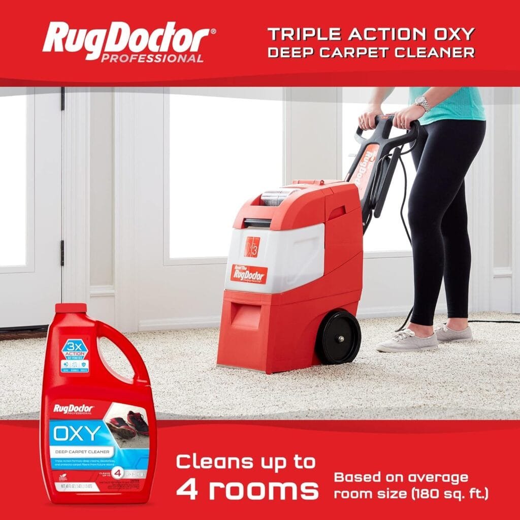 Rug Doctor Triple Action Oxy Deep Carpet Cleaner, 48 oz., Deep Cleans, Deodorizes, Protects, Concentrated, Professional-Grade, 3X Action Formula Rug Doctor Triple Action Oxy Deep Carpet Cleaner, 48 oz., Deep Cleans, Deodorizes, Protects, Concentrated, Professional-Grade, 3X Action Formula