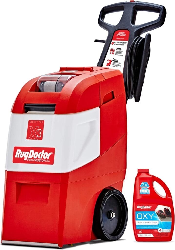 Rug Doctor X3 Commercial Carpet Cleaner – Large Red Oxy Pro Pack, Exclusive Vibrating Brush Spray Scrub and Extract Embedded Dirt and Grime, 48 oz. Oxy Cleaning Solution Rug Doctor X3 Commercial Carpet Cleaner – Large Red Oxy Pro Pack, Exclusive Vibrating Brush Spray Scrub and Extract Embedded Dirt and Grime, 48 oz. Oxy Cleaning Solution