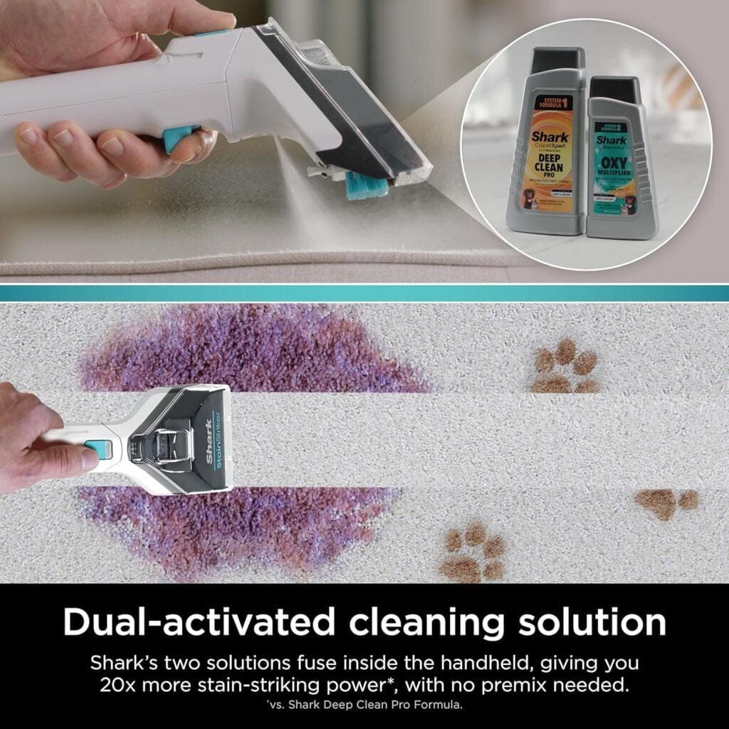 Shark EX201 CarpetXpert Upright Carpet, Area Rug  Upholstery Cleaner with StainStriker, Built-in Spot  Stain Cleaner, Perfect for Pets, Deep Cleaning  Tough Stain Removal, Carpet Shampooer, Teal