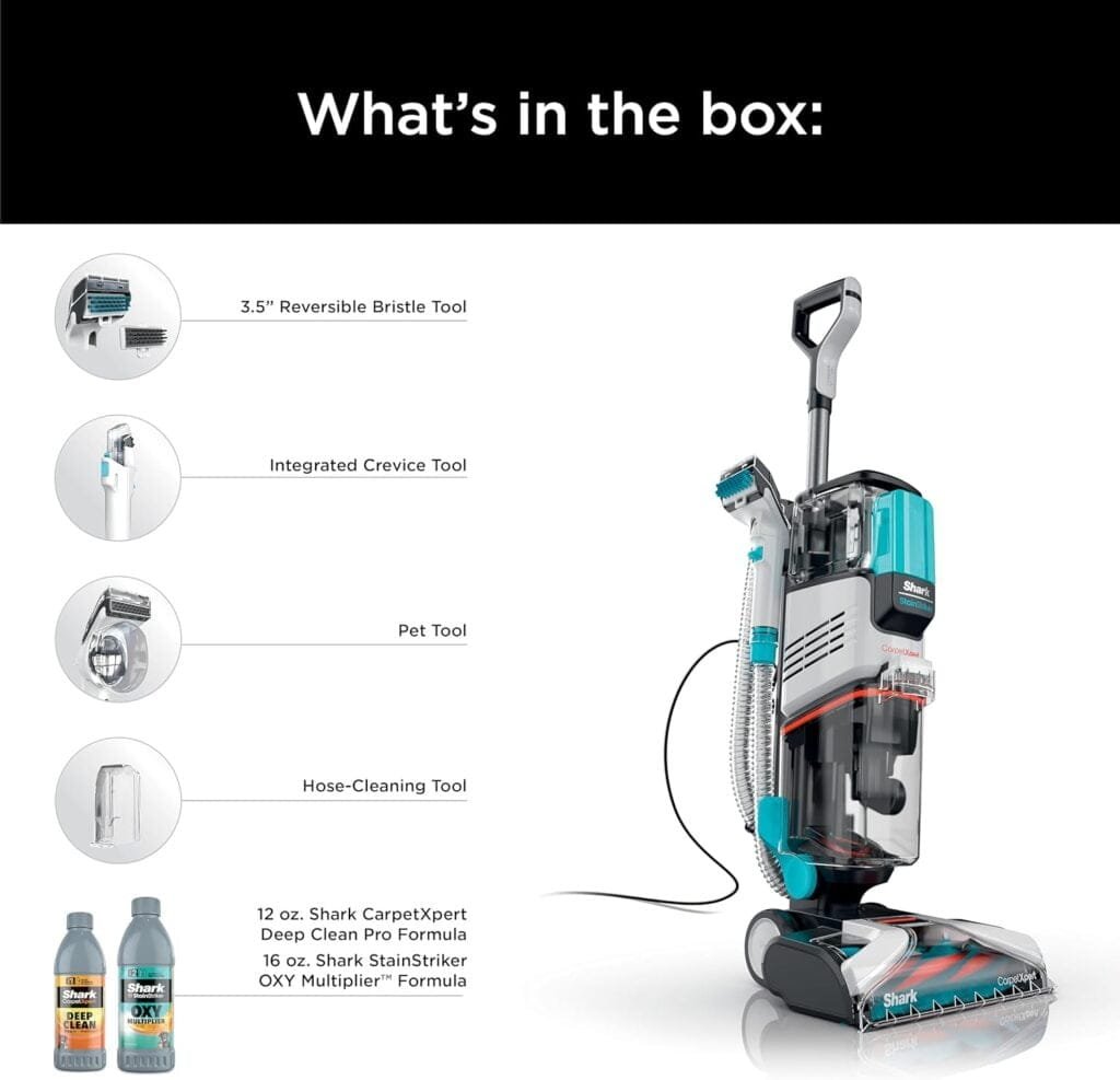 Shark EX201 CarpetXpert Upright Carpet, Area Rug  Upholstery Cleaner with StainStriker, Built-in Spot  Stain Cleaner, Perfect for Pets, Deep Cleaning  Tough Stain Removal, Carpet Shampooer, Teal