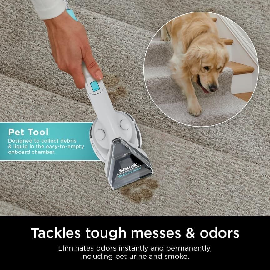 Shark PX201 StainStriker Portable Carpet  Upholstery Cleaner, Spot, Stain,  Odor Eliminator, 3 Attachments, Perfect for Pets, Carpet, Area Rugs, Couches, Upholstery, Cars  More, White Shark PX201 StainStriker Portable Carpet  Upholstery Cleaner, Spot, Stain,  Odor Eliminator, 3 Attachments, Perfect for Pets, Carpet, Area Rugs, Couches, Upholstery, Cars  More, White