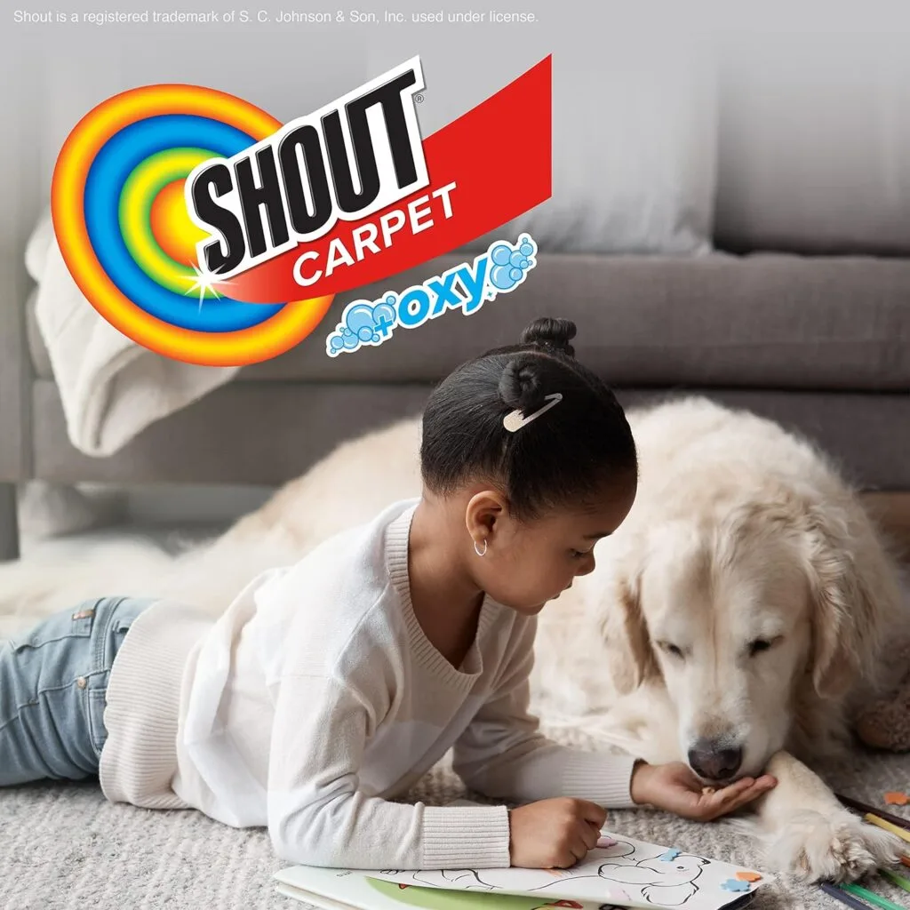 Shout Carpet Aerosol Stain and Odor Remover Foaming Spray with OXY Power | Completely Removes Tough Urine Stains  Prevents Remarking | Great for Large Areas, Fresh Scent, Value Pack of 2