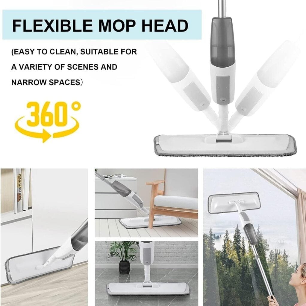 Spray Mop for Floor Cleaning Flat Including 4 Washable Pads Refillable Bottle and 1 Scraper Spray Mop for Floor Cleaning Flat Including 4 Washable Pads Refillable Bottle and 1 Scraper
