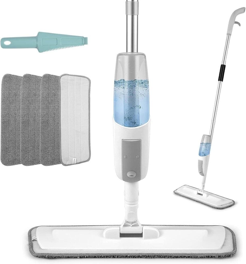 Spray Mop for Floor Cleaning Flat Including 4 Washable Pads Refillable Bottle and 1 Scraper Spray Mop for Floor Cleaning Flat Including 4 Washable Pads Refillable Bottle and 1 Scraper