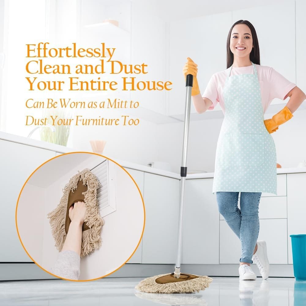 Stanley Home Products Washable Nylon Dry Mop - Removes Dust and Dirt from Surfaces and Hard to Reach Areas (Complete Mop)