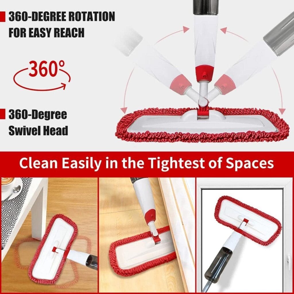 Sturdy Spray Mops for Floor Cleaning, Microfiber Spray Cleaning Mop and Microfiber Floor Mop Reusable Pads Wet Dry Flat Mop
